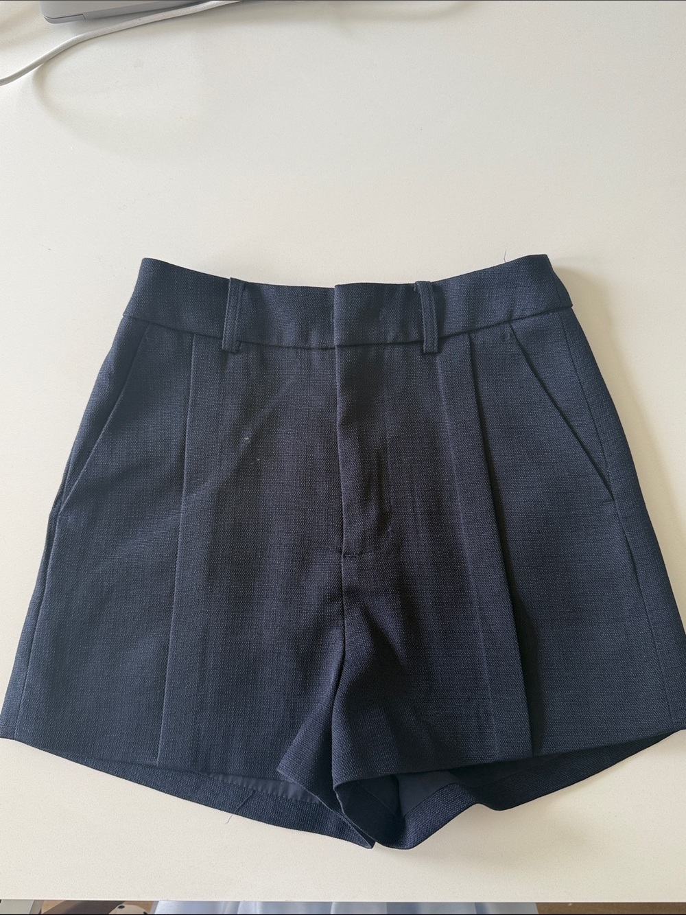 MOTF Navy High-Waist Tailored Shorts